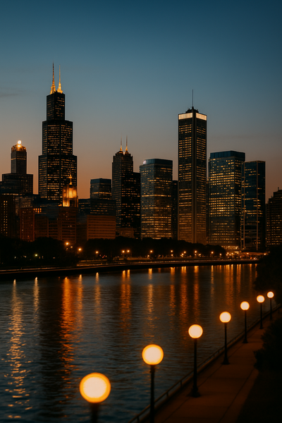 A dramatic city skyline at dusk, representing fresh starts, vibrant energy, and the confidence that professional dating photos bring to modern relationships.