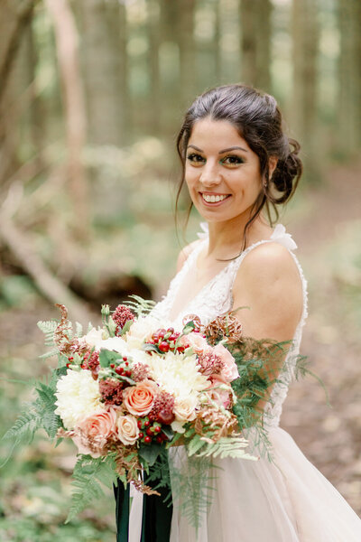Bride holding wedding bouquet