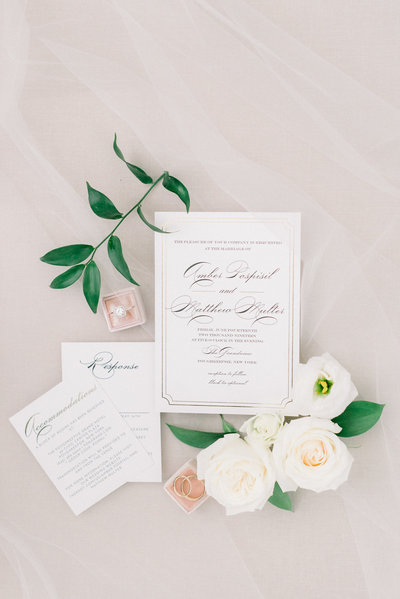 Timeless wedding invitation suite at The Grandview in Poughkeepsie, NY.