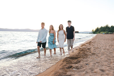 Family beach portrait captured by a Lake Tahoe Family Photographer