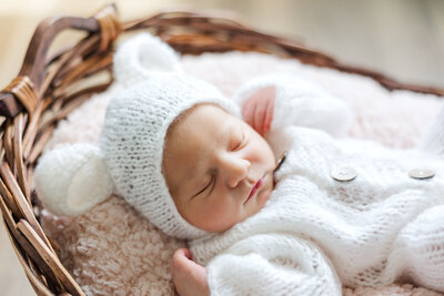 newborn baby in basket
