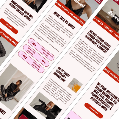 A screenshot of the Winett Agency website. The website features a minimalist design with a focus on high-quality images and a clean layout. The homepage highlights the agency's services, including content creation, social media management, and marketing strategy. The tagline "We Do Things Differently Around Here" is prominently displayed.