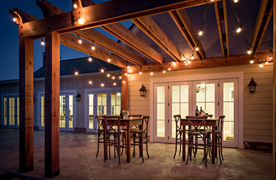 outdoor wedding venue at night