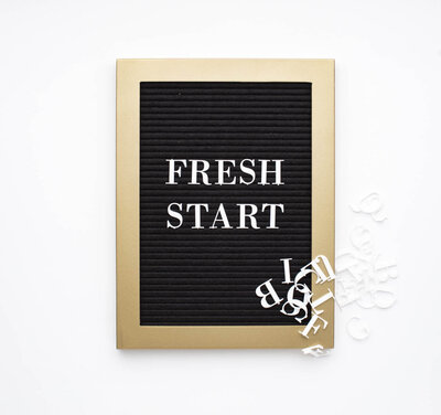 small bulletin board that says fresh start