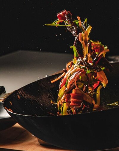 spicy caribbean flavours stir fried in wok