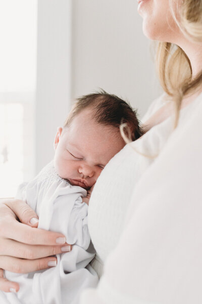 mom holding a newborn