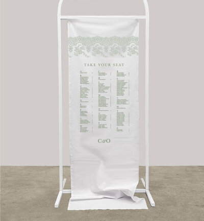 Big Love linen seating chart for your wedding printed by State of Elliott