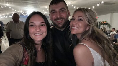 wedding selfie with a wedding photographer, bride and groom in East New Market, Maryland