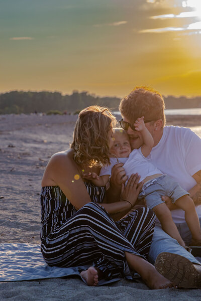 Family of three at Maumee Bay State Park Beach