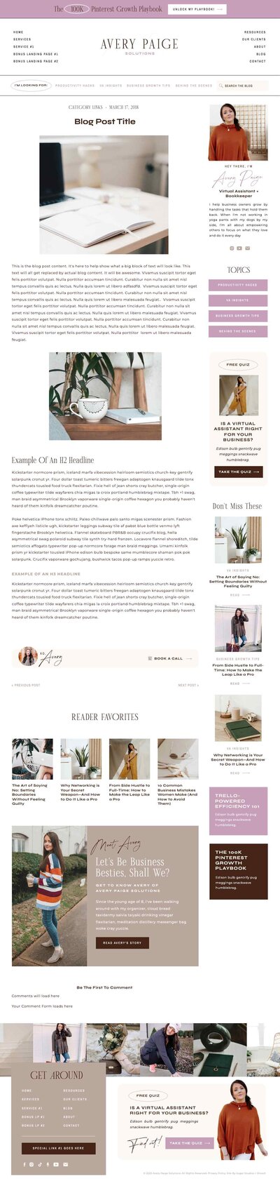Easy to update Showit website for Coaches, VAs and Service Providers