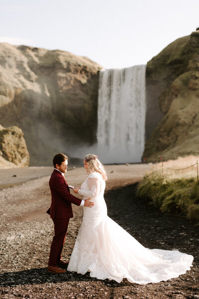 Elopement in front of waterfall in Iceland
