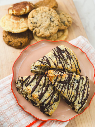Beautiful assortment of fresh scones and cookies baked in small batches in Roswell, GA.