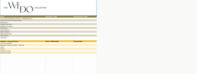 Screenshot of The We Do Collective's Music Sheet Wedding Spreadsheet Template