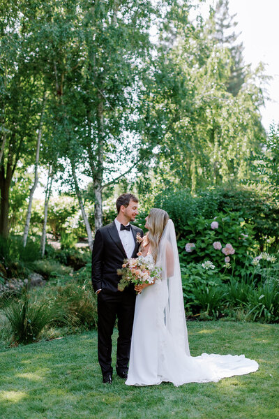 Bride and Groom walk with wedding party in Charleston