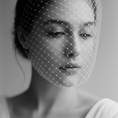 bride with net veil