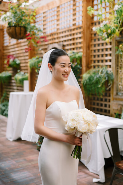 A stunning san francisco korean bride portraits in timeless makeup and hair styled by Yana Beauty Studio