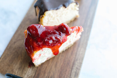 cherry cheesecake on plate