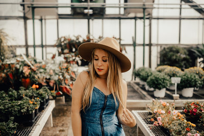 woman in a greenhouse
