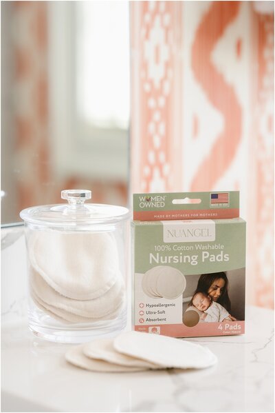 NuAngel product packaging in a bathroom
