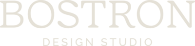 An off white version of the Bostron Design Studio primary logo.