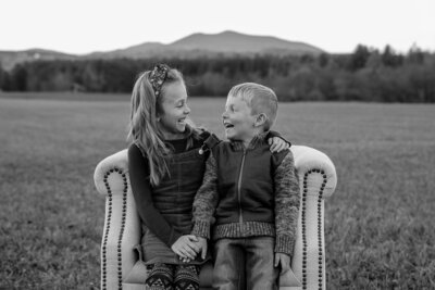 Sister and Brother looking at each other | Family Photography