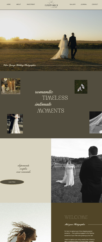 golden hour photography showit website template