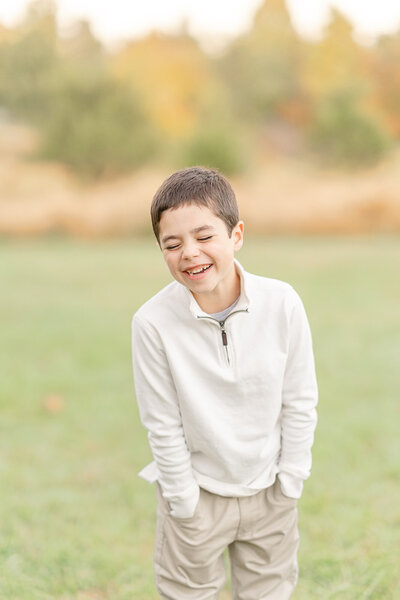 boy laughing during Catlett, VA family photo