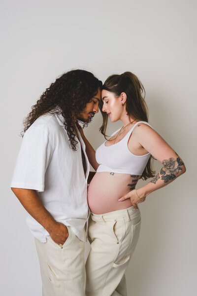 Elegant studio maternity portrait of expecting couple — fine art photography in Sausalito