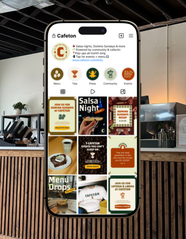 Design example of Cafeton Brooklyn Cafe Bar Instagram mockup
