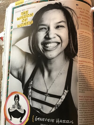 photo of magazine featuring a woman with black hair smiling branding photo