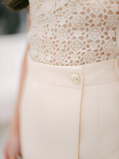 Wedding pant suit close-up