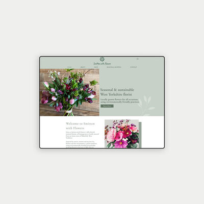 Post card design, marketing material for West Yorkshire florist