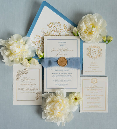 Olivia Modern Letterpress and Gold Foil Wedding Invitations