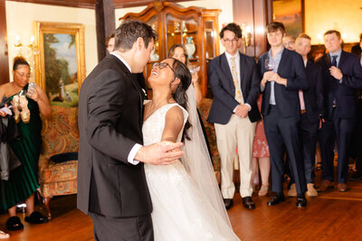 A wedding reception is captured by Gramercy Mansion Wedding Photographer
