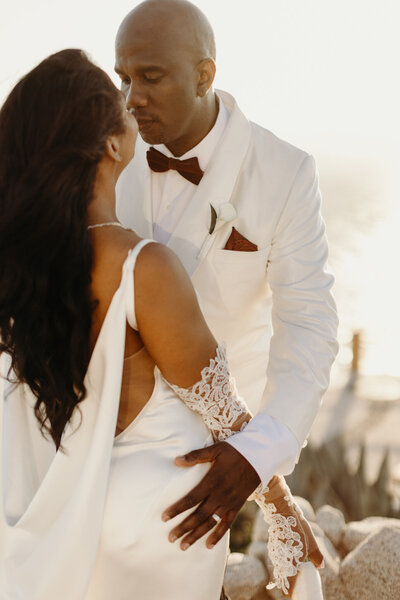 Bride and Groom portraits at sunset monalisa by MemoryBox Photography