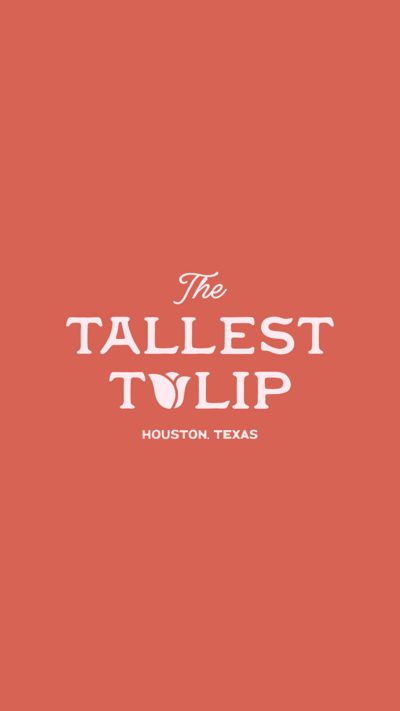 The Tallest Tulip logo on a brick red background