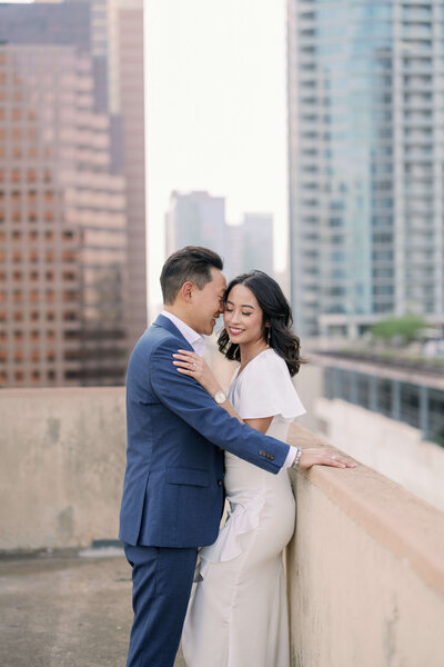 image of an engaged couple at the rooftop of