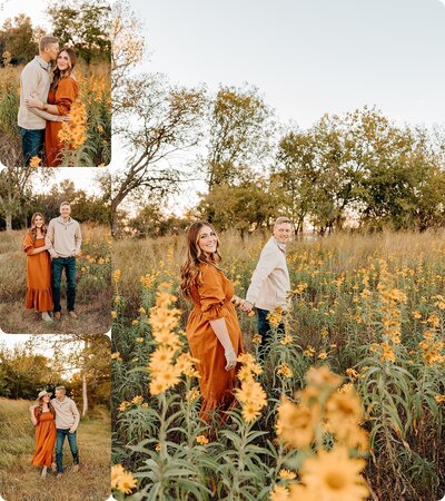 Family posed in the colorful wheeler district Oklahoma City
