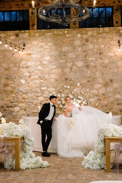 Bride and groom at silverleaf reception space
