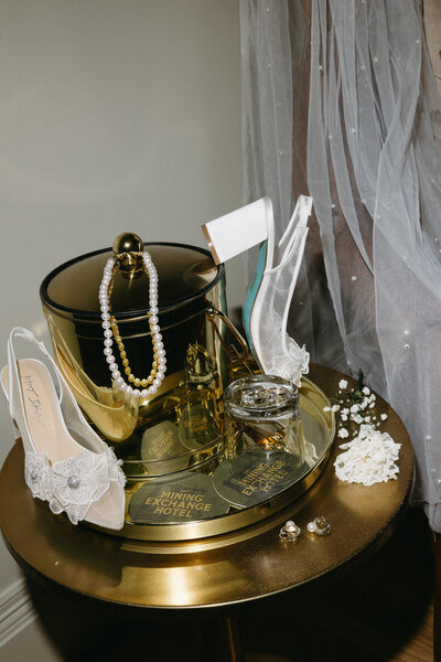 Lots of wedding details with gold accents
