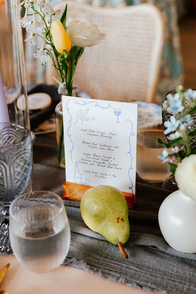 Wedding tablescape with elegant menu