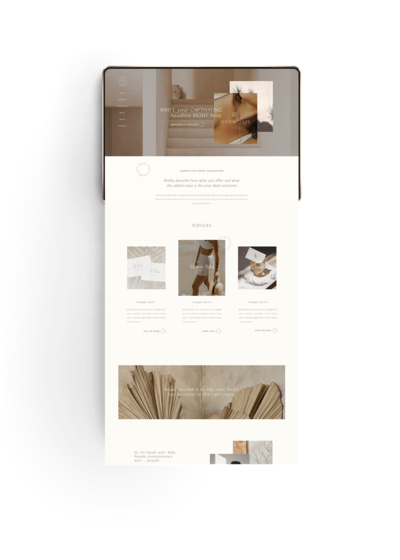 Minimal Showit website template Wabi Sabi