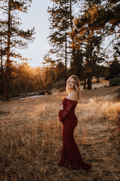 maternity session at golden hour