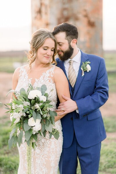 Bride and groom walk up memorial steps at their DC wedding