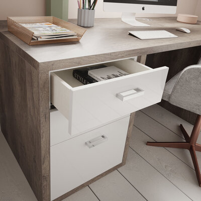 Home Office Dark Oak & Gloss White Detail 2-medium
