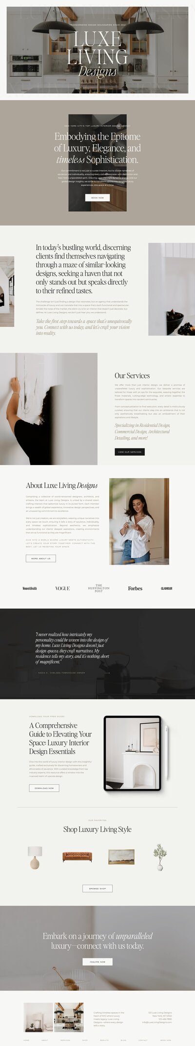 Showit website template for interior designers