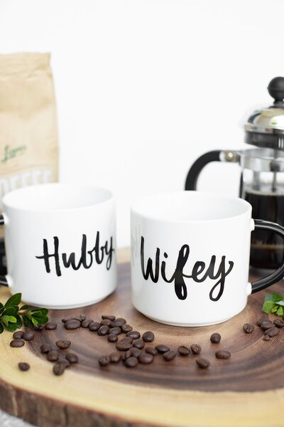 hubby and wifey coffee cups