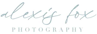 Script font with words "Alexis Fox" and a serif font for "Photography"