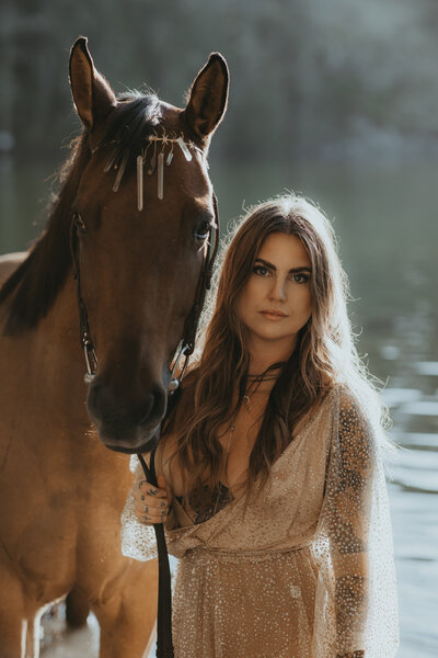 Photo of Rebecca and Beanie in colour.