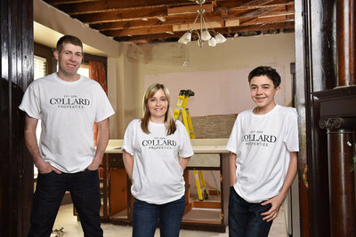 family of real estate investors  renovating in rental home